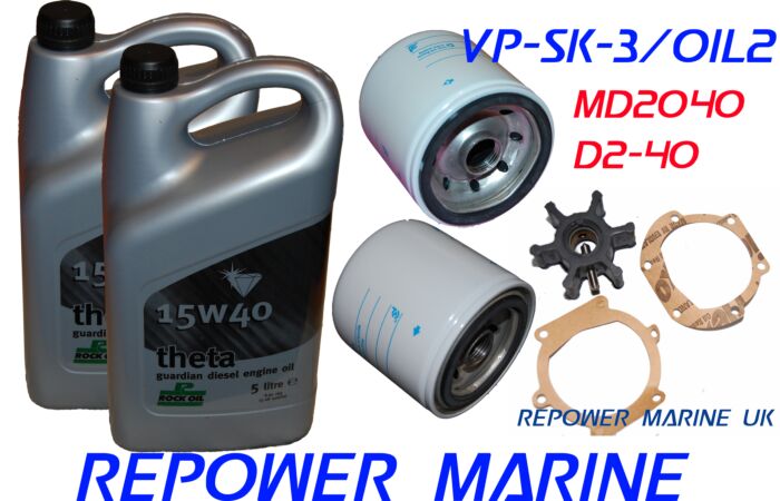 Service Kit & Oil for Volvo Penta D2-40, MD2040