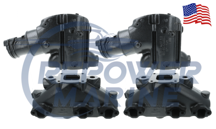 Barr Mercruiser V6 Dry Joint Manifold & Tall Riser Set 