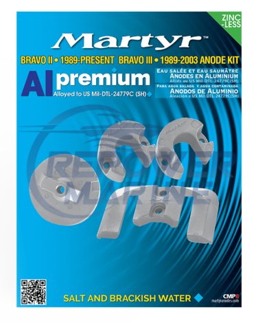 Martyr Alu Anode Kit for Mercruiser Bravo 2 & 3, Repl: 888761Q03