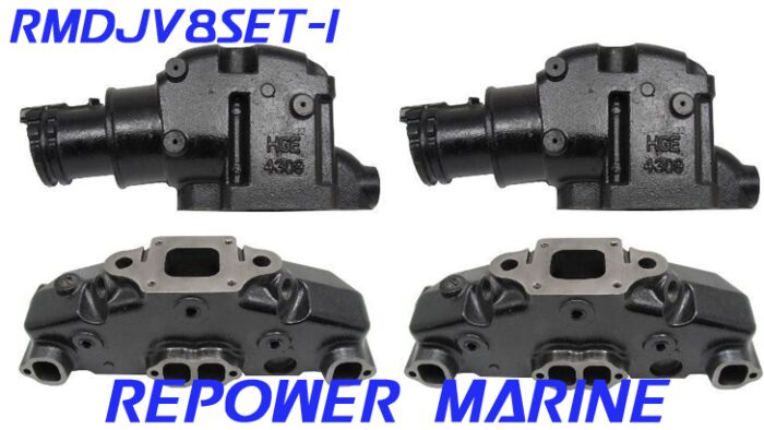 Manifold & Standard Riser Set for Mercruiser V8 Dry Joint