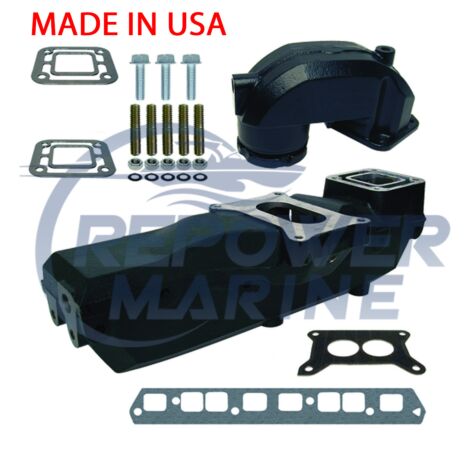 Manifold & Riser Set for Volvo Penta & OMC 3.0L, Replaces 3858870, 3863071