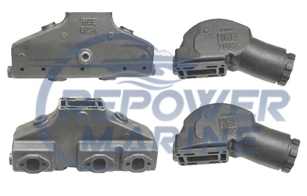 Manifold & Riser Set for Volvo Penta V6 Pre 94, AQ175, AQ205, 431, 432