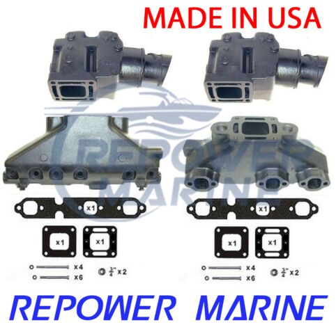 Exhaust Manifold & Riser Set for Mercruiser 4.3L V6 MADE IN USA