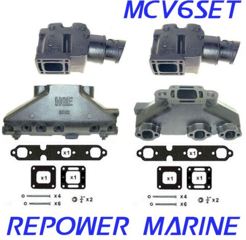 Exhaust Manifold & Riser Set for Mercruiser 4.3L V6